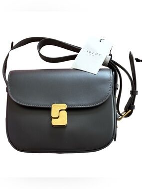 SOEUR BELLISSIMA MINI  GREY Leather Crossbody Bag with Gold HardwareNWT
